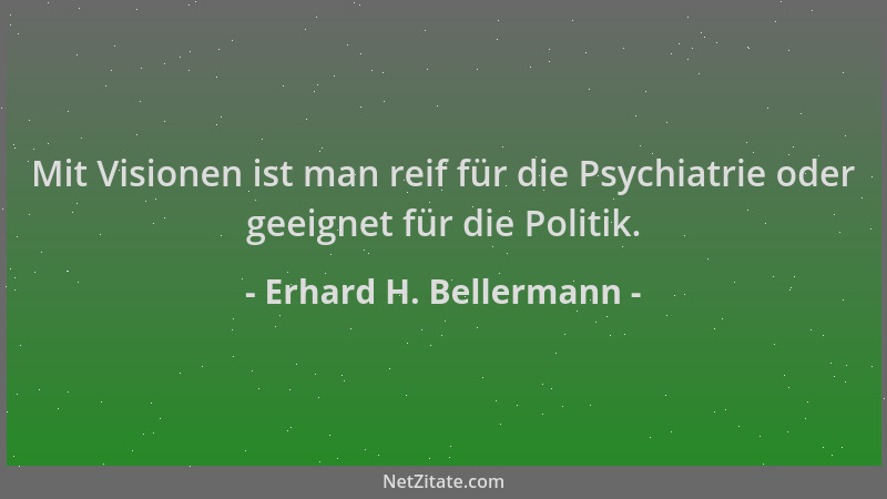 Erhard H. Bellermann - Mit Visionen ist man reif für die Psychiatrie oder geeignet für die Politik....