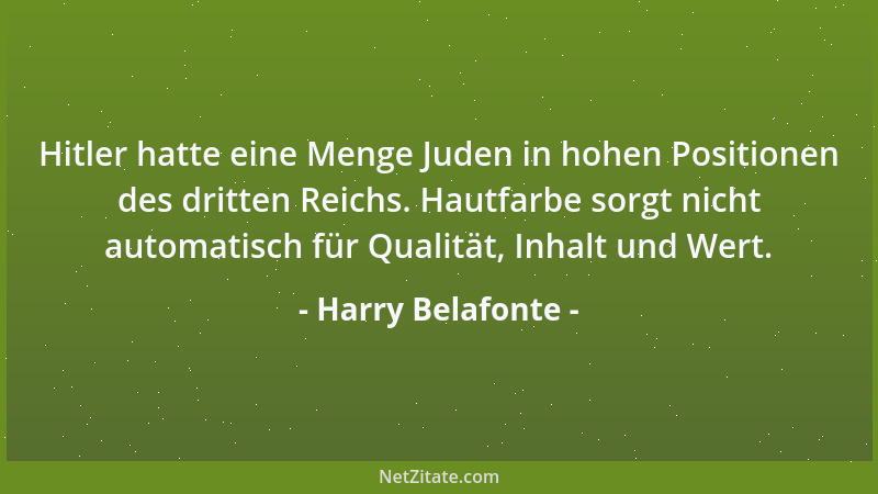 Harry Belafonte - Hitler hatte eine Menge Juden in hohen Positionen des dritten Reichs. Hautfarbe sorgt nicht automatisch f...