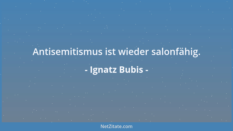 Ignatz Bubis - Antisemitismus ist wieder salonfähig....