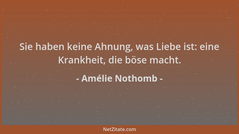 Amélie Nothomb - Sie haben keine Ahnung, was Liebe ist: eine Krankheit, die böse macht....