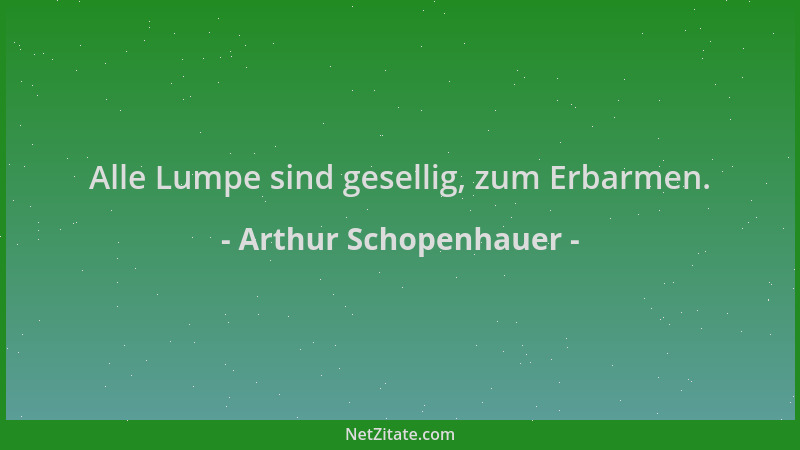 Arthur Schopenhauer - Alle Lumpe sind gesellig, zum Erbarmen....