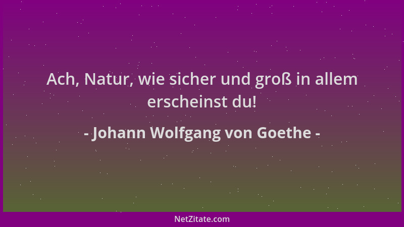Johann Wolfgang von Goethe - Ach, Natur, wie sicher und groß in allem erscheinst du!...