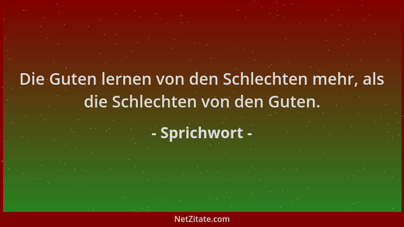 Sprichwort - Die Guten lernen von den Schlechten mehr, als die Schlechten von den Guten....