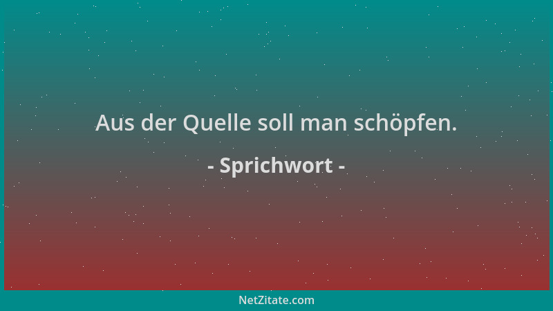 Sprichwort - Aus der Quelle soll man schöpfen....