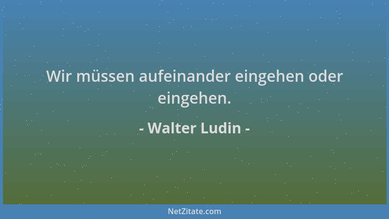 Walter Ludin - Wir müssen aufeinander eingehen oder eingehen....