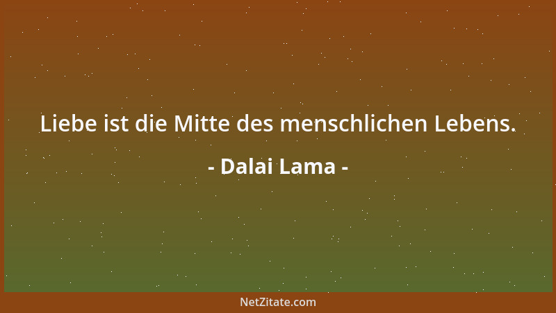 Dalai Lama - Liebe ist die Mitte des menschlichen Lebens....
