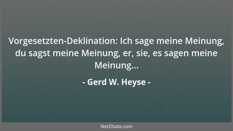 Gerd W. Heyse - Vorgesetzten-Deklination: Ich sage meine Meinung, du sagst meine Meinung, er, sie, es sagen meine Meinung.....