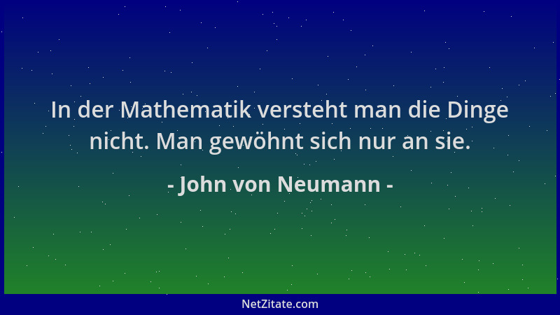 John von Neumann - In der Mathematik versteht man die Dinge nicht. Man gewöhnt sich nur an sie....