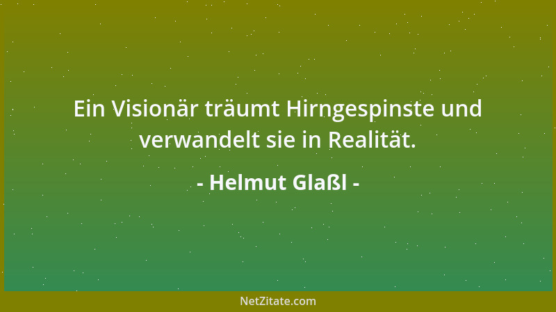 Helmut Glaßl - Ein Visionär träumt Hirngespinste und verwandelt sie in Realität....