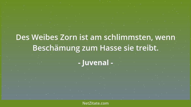 Juvenal - Des Weibes Zorn ist am schlimmsten, wenn Beschämung zum Hasse sie treibt....