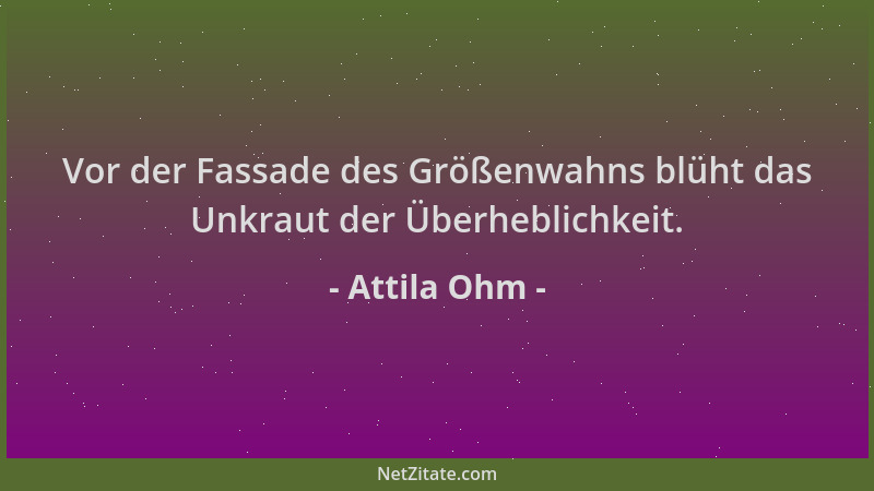 Attila Ohm - Vor der Fassade des Größenwahns blüht das Unkraut der Überheblichkeit....