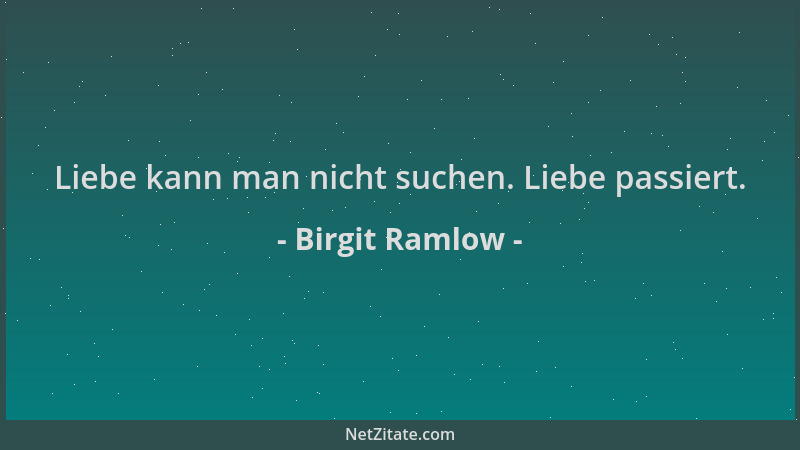 Birgit Ramlow - Liebe kann man nicht suchen. Liebe passiert....
