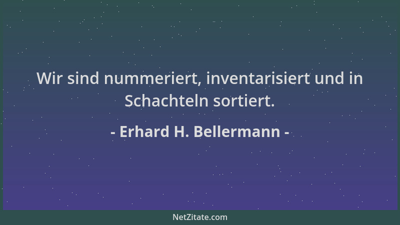 Erhard H. Bellermann - Wir sind nummeriert, inventarisiert und in Schachteln sortiert....