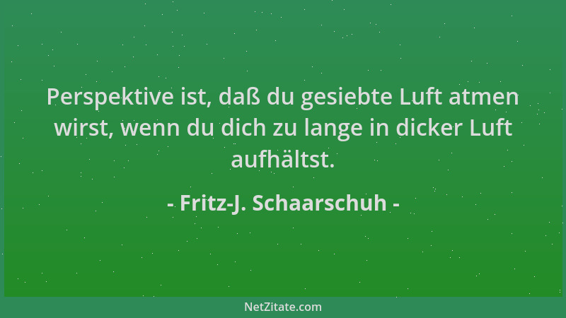 Fritz-J. Schaarschuh - Perspektive ist, daß du gesiebte Luft atmen wirst, wenn du dich zu lange in dicker Luft aufhältst....