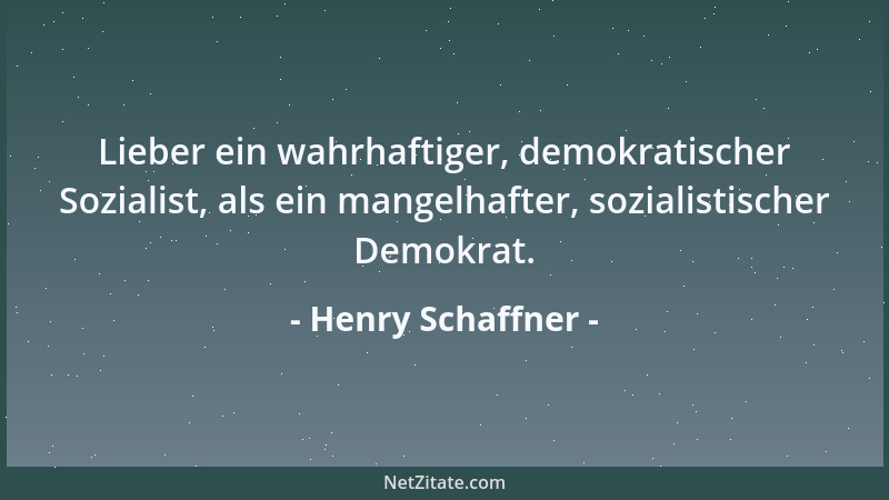 Henry Schaffner - Lieber ein wahrhaftiger, demokratischer Sozialist, als ein mangelhafter, sozialistischer Demokrat....