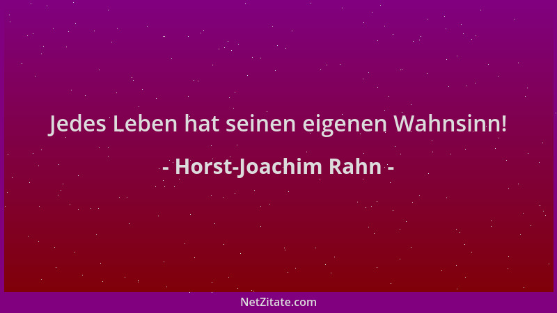 Horst-Joachim Rahn - Jedes Leben hat seinen eigenen Wahnsinn!...