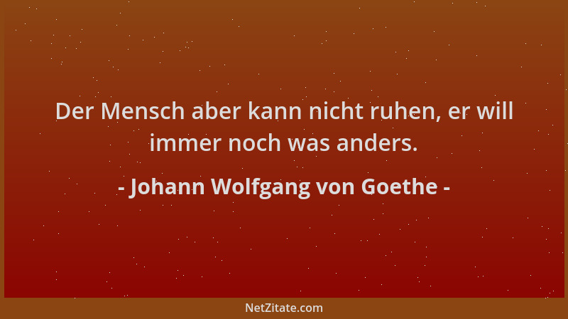 Johann Wolfgang von Goethe - Der Mensch aber kann nicht ruhen, er will immer noch was anders....