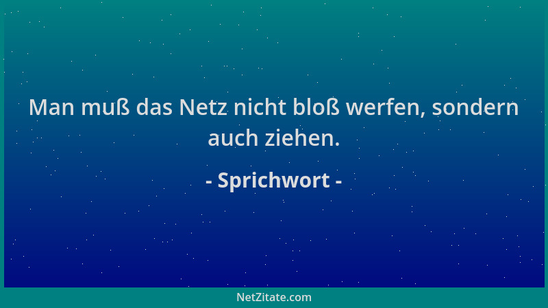 Sprichwort - Man muß das Netz nicht bloß werfen, sondern auch ziehen....