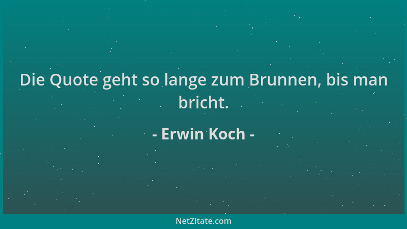 Erwin Koch - Die Quote geht so lange zum Brunnen, bis man bricht....