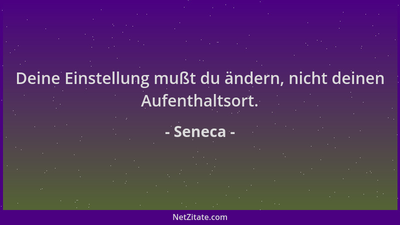 Seneca - Deine Einstellung mußt du ändern, nicht deinen Aufenthaltsort....
