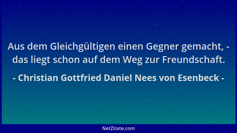 Christian Gottfried Daniel Nees von Esenbeck - Aus dem Gleichgültigen einen Gegner gemacht, - das liegt schon auf dem Weg z...