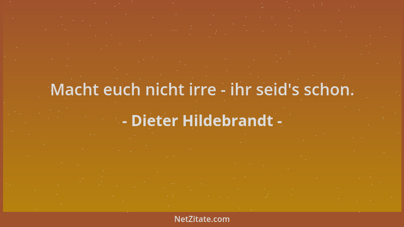 Dieter Hildebrandt - Macht euch nicht irre - ihr seid 's schon....