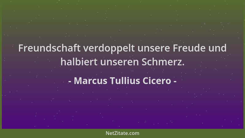 Marcus Tullius Cicero - Freundschaft verdoppelt unsere Freude und halbiert unseren Schmerz....