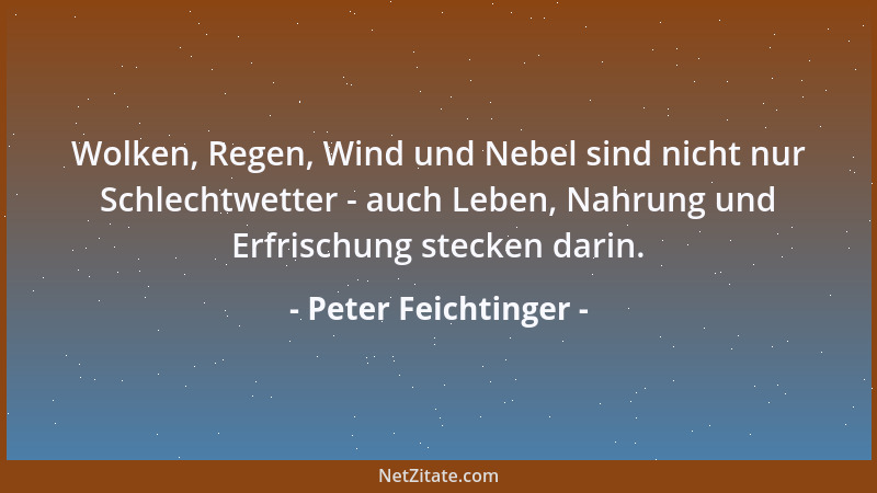 Peter Feichtinger - Wolken, Regen, Wind und Nebel sind nicht nur Schlechtwetter - auch Leben, Nahrung und Erfrischung steck...