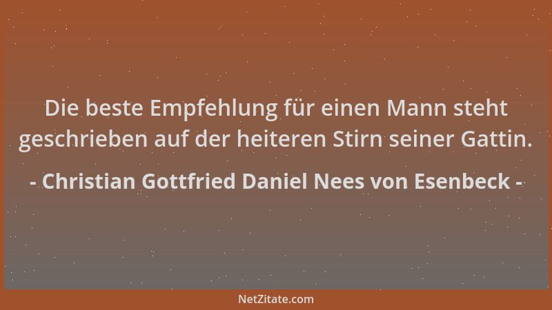 Christian Gottfried Daniel Nees von Esenbeck - Die beste Empfehlung für einen Mann steht geschrieben auf der heiteren Stirn...