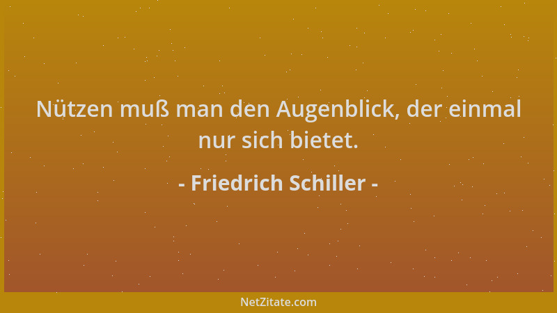 Friedrich Schiller - Nützen muß man den Augenblick, der einmal nur sich bietet....
