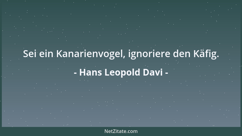 Hans Leopold Davi - Sei ein Kanarienvogel, ignoriere den Käfig....