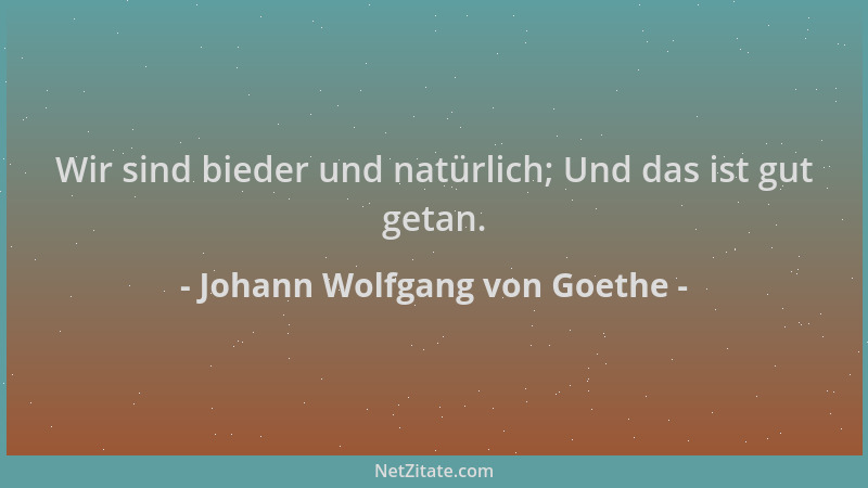 Johann Wolfgang von Goethe - Wir sind bieder und natürlich; Und das ist gut getan....