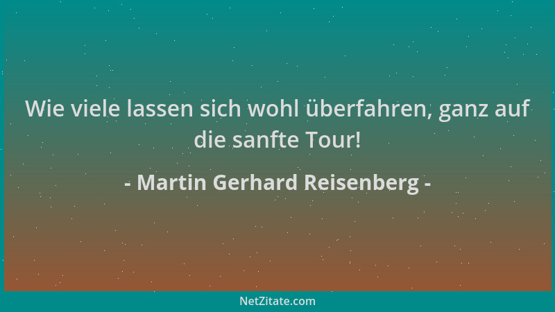 Martin Gerhard Reisenberg - Wie viele lassen sich wohl überfahren, ganz auf die sanfte Tour!...