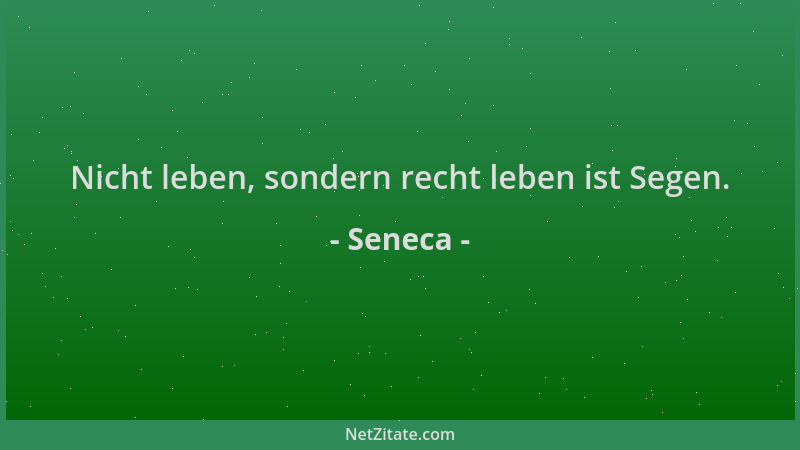 Seneca - Nicht leben, sondern recht leben ist Segen....