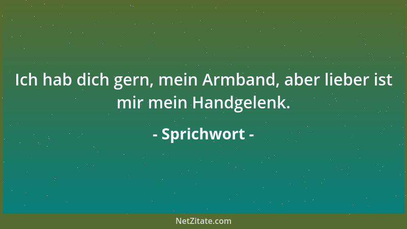 Sprichwort - Ich hab dich gern, mein Armband, aber lieber ist mir mein Handgelenk....
