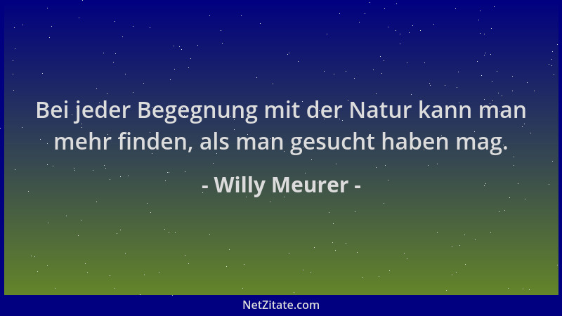 Willy Meurer - Bei jeder Begegnung mit der Natur kann man mehr finden, als man gesucht haben mag....