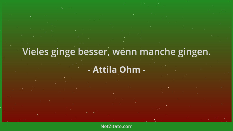 Attila Ohm - Vieles ginge besser, wenn manche gingen....