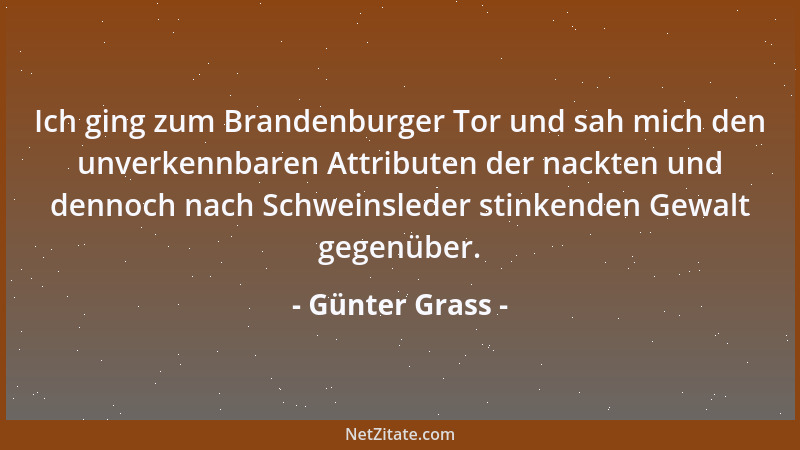 Günter Grass - Ich ging zum Brandenburger Tor und sah mich den unverkennbaren Attributen der nackten und dennoch nach Schwe...