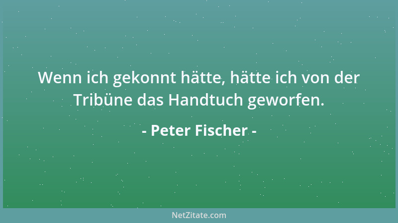Peter Fischer - Wenn ich gekonnt hätte, hätte ich von der Tribüne das Handtuch geworfen....