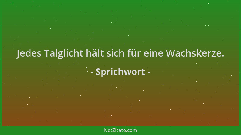 Sprichwort - Jedes Talglicht hält sich für eine Wachskerze....