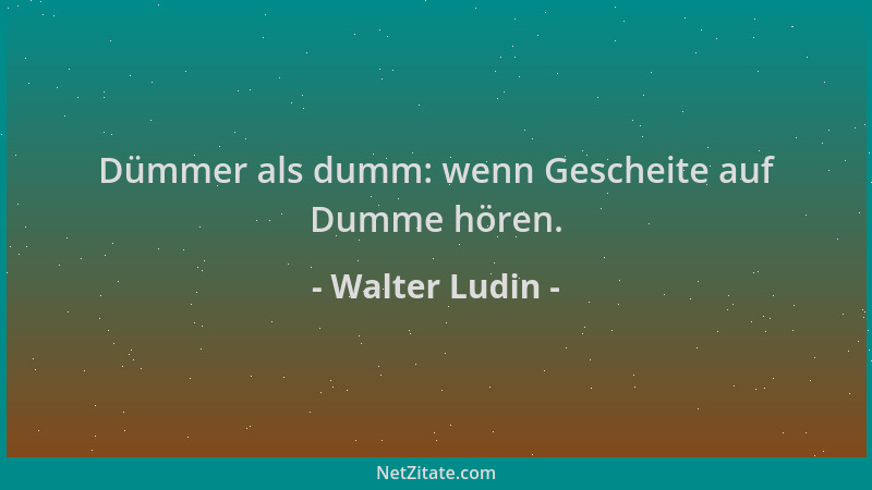 Walter Ludin - Dümmer als dumm: wenn Gescheite auf Dumme hören....