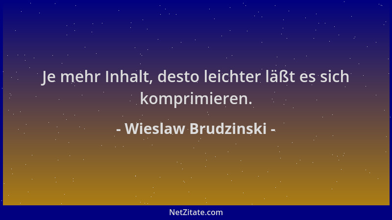 Wieslaw Brudzinski - Je mehr Inhalt, desto leichter läßt es sich komprimieren....