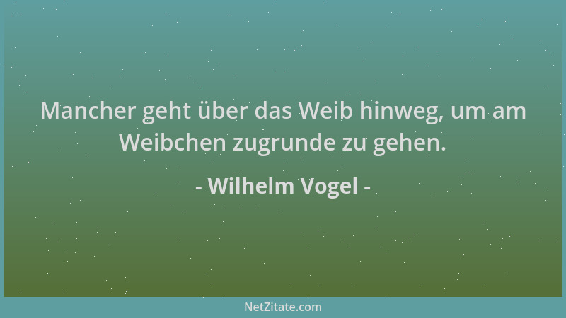 Wilhelm Vogel - Mancher geht über das Weib hinweg, um am Weibchen zugrunde zu gehen....
