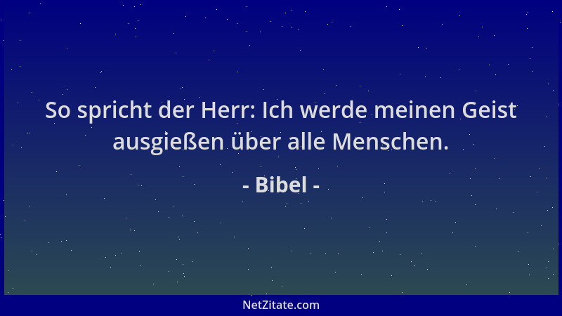 Bibel - So spricht der Herr: Ich werde meinen Geist ausgießen über alle Menschen....