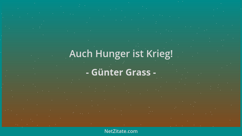 Günter Grass - Auch Hunger ist Krieg!...