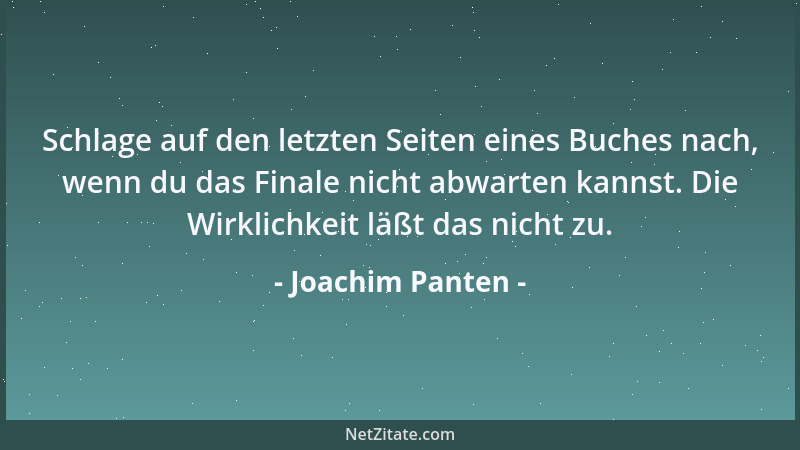 Joachim Panten - Schlage auf den letzten Seiten eines Buches nach, wenn du das Finale nicht abwarten kannst. Die Wirklichke...