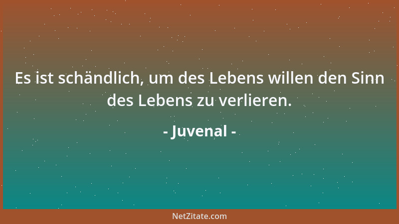 Juvenal - Es ist schändlich, um des Lebens willen den Sinn des Lebens zu verlieren....