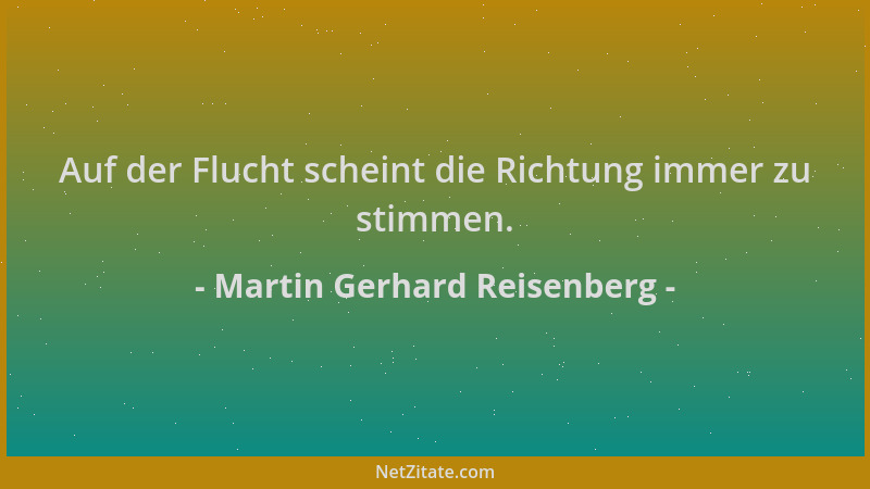 Martin Gerhard Reisenberg - Auf der Flucht scheint die Richtung immer zu stimmen....