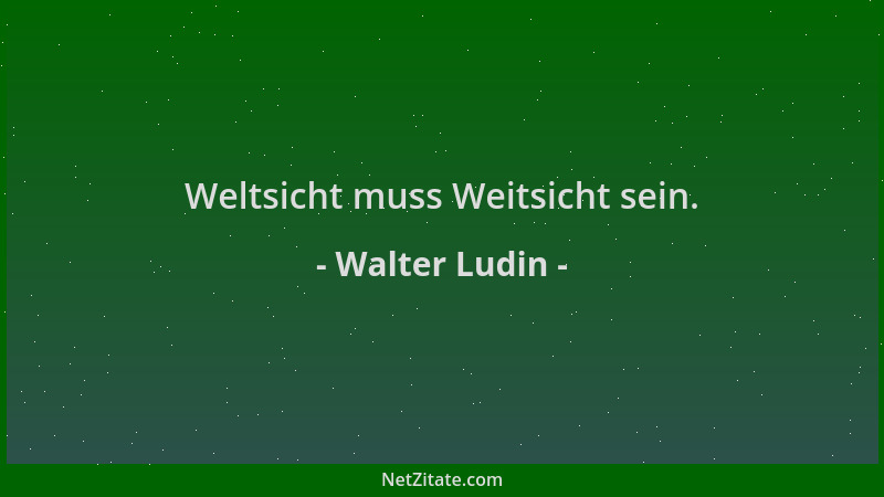 Walter Ludin - Weltsicht muss Weitsicht sein....