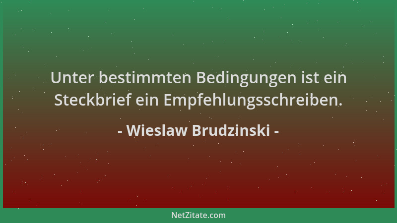 Wieslaw Brudzinski - Unter bestimmten Bedingungen ist ein Steckbrief ein Empfehlungsschreiben....